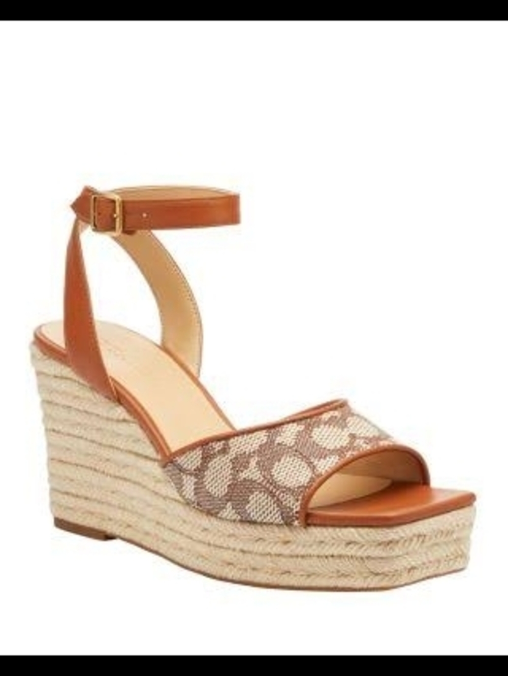 Women's Tan Espadrille Wedge Sandal with Ankle Strap